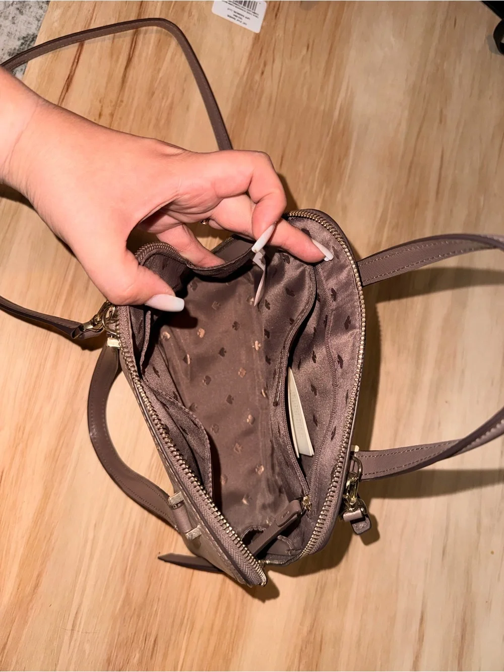 kate spade Brown Pebbled Leather Dome Satchel with Gold Hardware